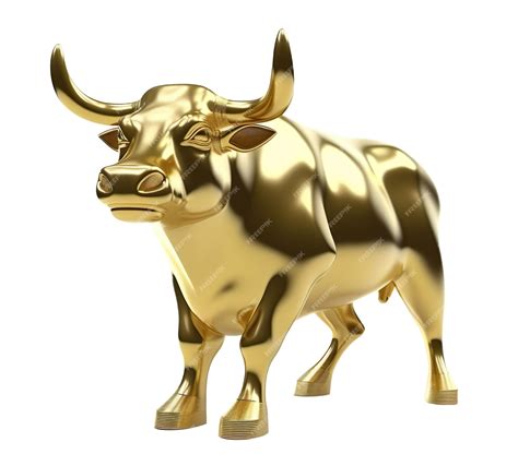 Premium Photo Golden Bull Statue Isolated On White Background