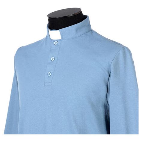 Clergy Polo Shirt Cococler Light Blue 3 Button Online Sales On