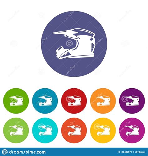 Color Fijado Iconos Del Vector Del Casco De La Motocicleta Ilustraci N