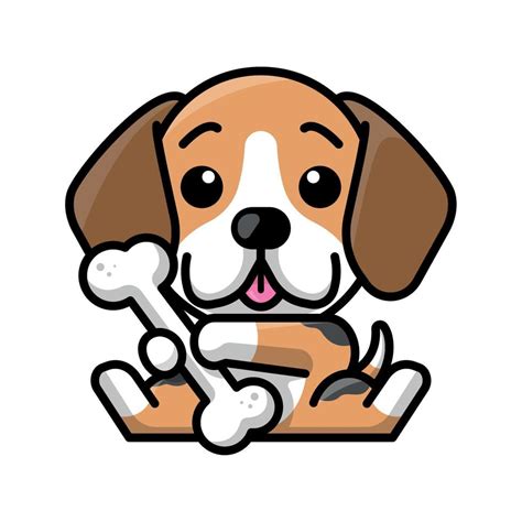 un lindo perro beagle sostiene una ilustración de dibujos animados de