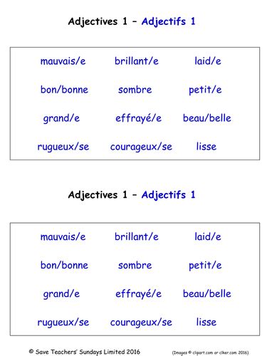 Adjectives In French Worksheets 18 French Adjectives Worksheets Teaching Resources