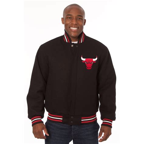 Mens Jh Design Black Chicago Bulls Domestic Team Color Wool Jacket