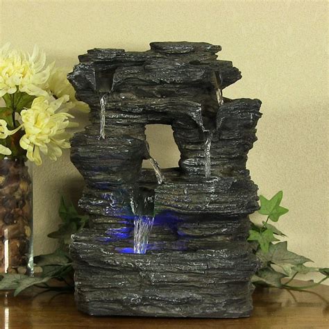 Indoor Home Decor Tabletop Falls Rock Water Fountain For Desktop With