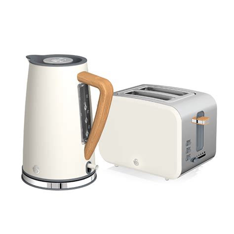 Packs Nordic White Kettle And 2 Slice Toaster Pack Swan