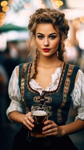 Premium Photo Bavarian Girl Oktoberfest Woman Tavern Girl Oktoberfest