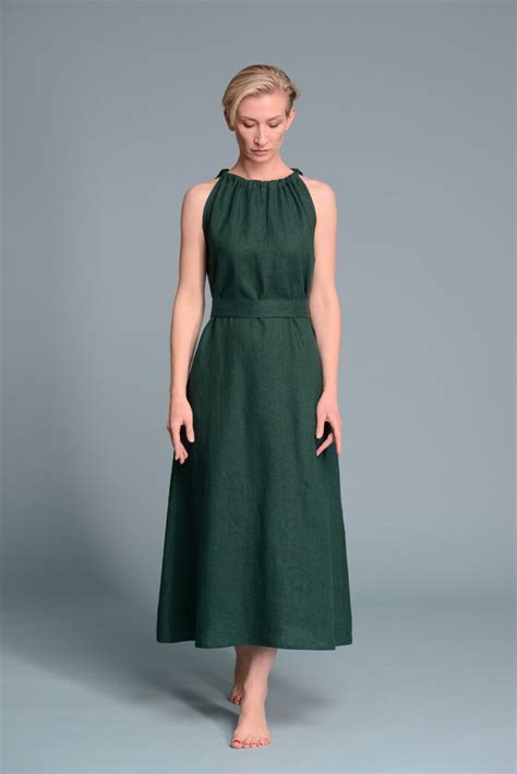 Halter Tie Neck Dress Linen Summer Dresses Online Shantima