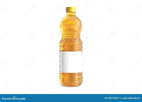 Plastic Oil Bottle Mockup Isolated On White Background Stock