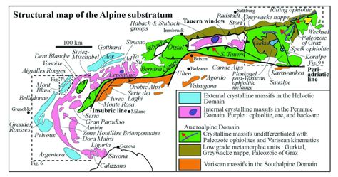 Tectonic Map Of The Alpine Substratum Showing The Paleozoic Rocks