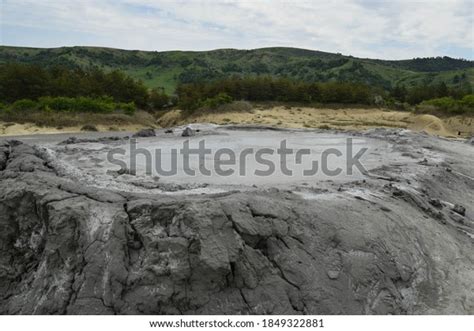 Bubbling Crater Mud Volcano Close View Stock Photo