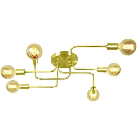 Lustre Sputnik Aranha 6 Braços Dourado Quarto Sala Cozinha Leroy Merlin