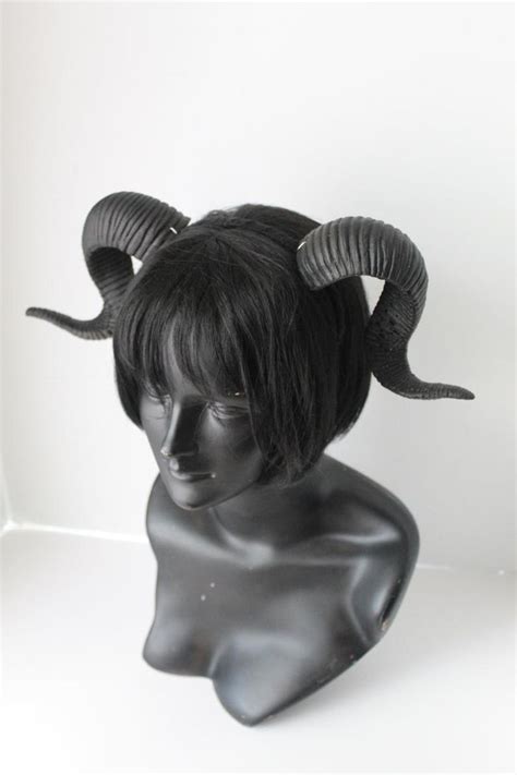 Black Ram Horns Headband Fantasy Satyr Costume Gothic Etsy Horn