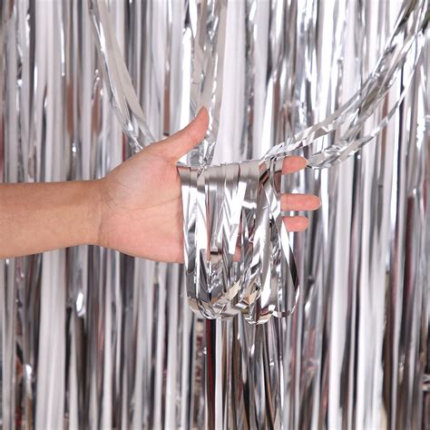 Silver Foil Fringe Backdrop Curtains Tinsel Streamers Birthday Party Decorations Fringe