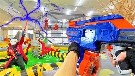 Nerf War Amusement Park Battle Nerf First Person Shooter Youtube