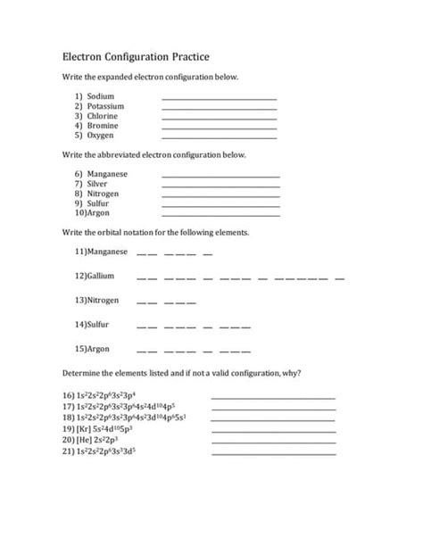 Exam 1 Electron Configuration Practice Problems | PDF