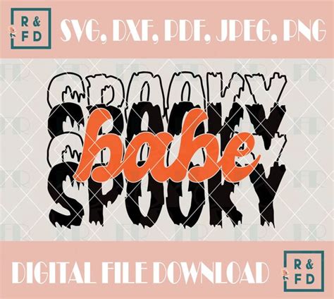 Spooky Babe Retro Halloween SVG PNG DXF Digital Cut File For Etsy