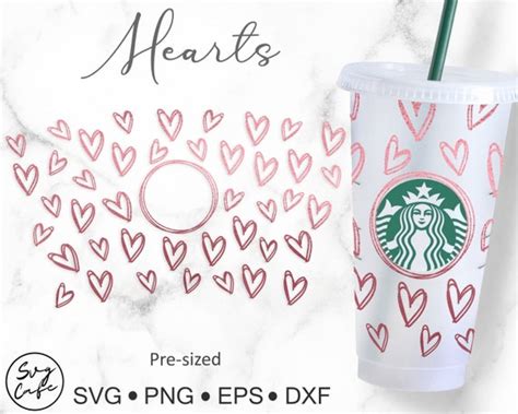 Heart Svg Wrap For Starbucks Venti Cold Cup Oz Etsy Uk