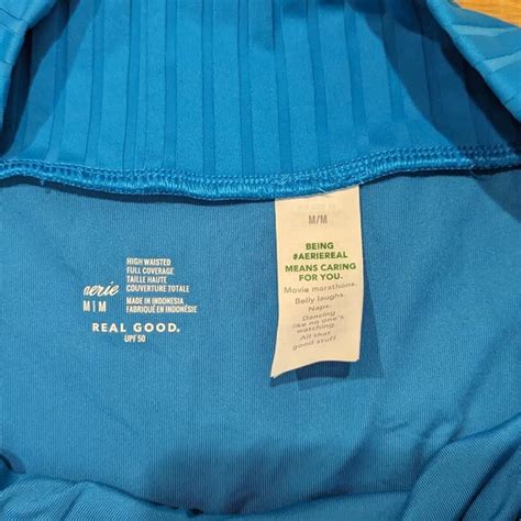 Aerie Swim Aerie Wide Rib Crossover High Waisted Bikini Bottom Blue Medium Poshmark