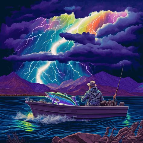 Modern Day Fisherman In A Biblical Storm Over Lake Mead R