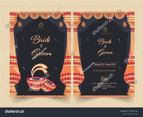 Indian Wedding Card Template Design Venue Stock Vector (Royalty Free ...