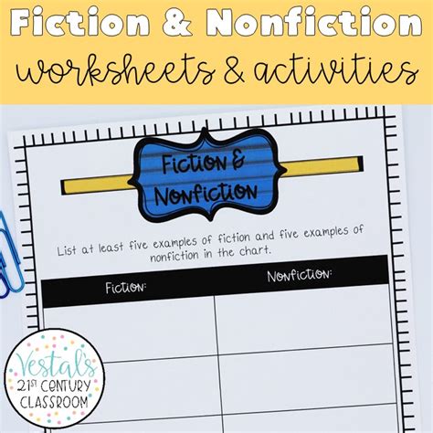 Fiction And Nonfiction Worksheets Grade 4