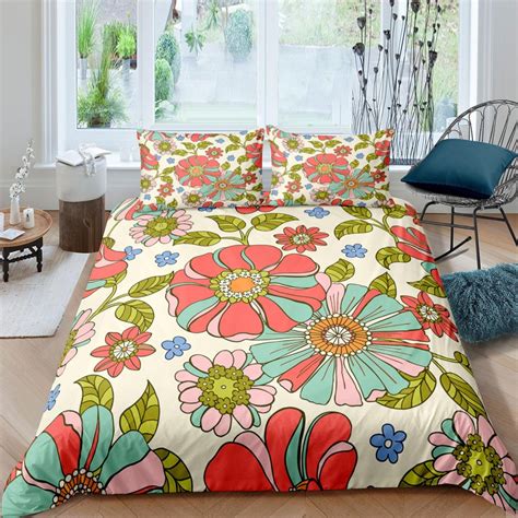 Mid Century Modern Bedding Colorful Floral Duvet Cover - Etsy