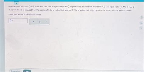 Solved Aqueous Hydrochloric Acid Hci Reacts With Solid Sodium