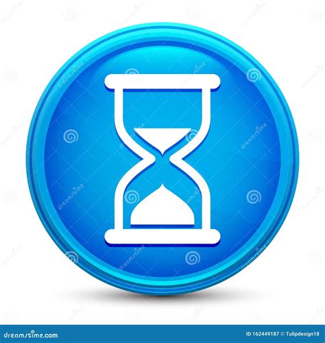 Timer Sand Hourglass Icon Glass Shiny Blue Round Button Isolated Design Vector Illustration