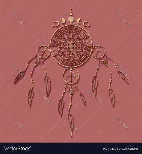 Dreamcatcher With Mandala Ornament And Moon Phases