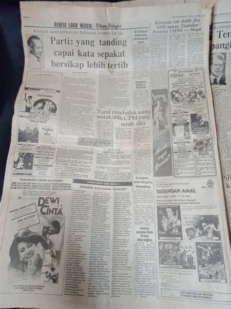 Surat Khabar Lama Utusan Malaysia 1987 Hobbies Toys Collectibles