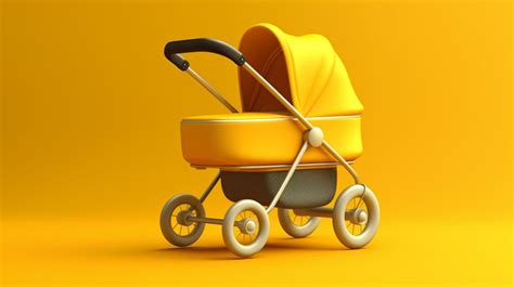 Contemporary Duotone Mockup Of A Yellow Baby Carriage Stroller And Pram