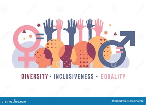 Inclusiveness Diversity Equality Concept With Abstract Modern Various People Is Heads Gender