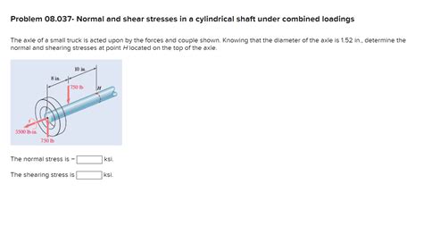 Solved Problem Normal And Shear Stresses In A Chegg