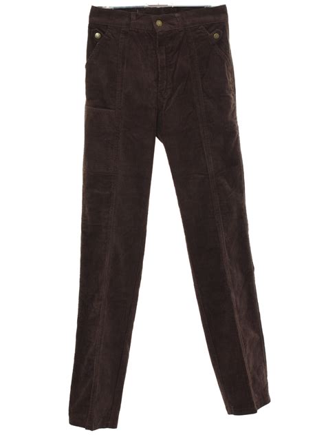 1980s Retro Pants 80s Oslo Mens Brown Background Wide Wale Cotton