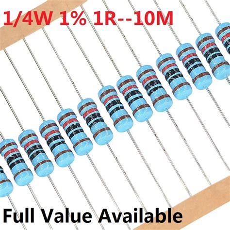 Resistencia de película metálica 1 4W 1R 10M 100 10K ohm 10K 1