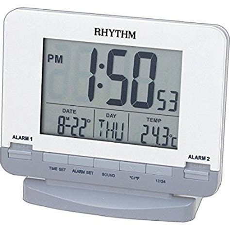 Rhythm LCD Clock 3 Steps Beep Alarm,Snooze,Led Light,Calendar,12-24 ...