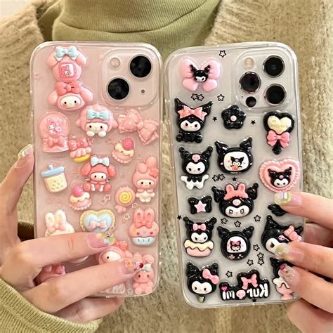 Capa Tridimensional De Telefone Sanrio Kuromi Para Iphone Capa Traseira