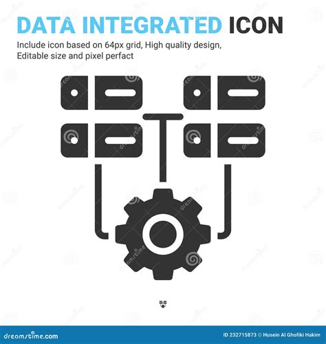 Data Integrated Icon Vector With Glyph Style Isolated On White