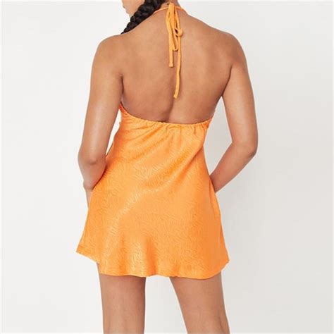 Missguided Cowl Neck Satin Mini Dress Orange SportsDirect