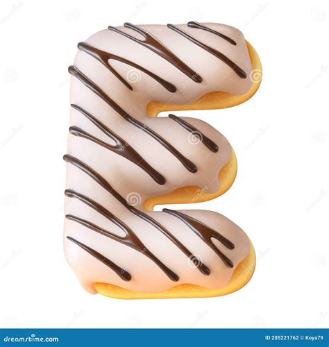 Glazed Donut Font 3d Rendering Letter E Stock Illustration