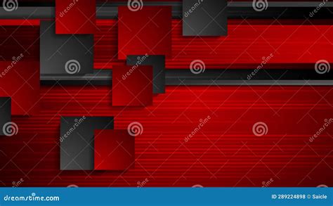 Black And Red Squares Geometric Tech Abstract Motion Background Stock