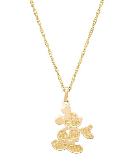 Disney Classics K Gold Mickey Mouse Pendant Jewelry Chain Necklace