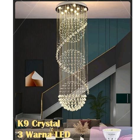 Jual Lampu Gantung Kristal Void Tangga Mewah Modern Kristal K9 Spiral