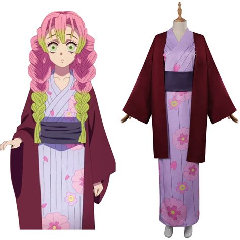 Demon Slayer Kanroji Mitsuri Cosplay Costume Kimono Outfits Halloween Carnival Party Disguise ...