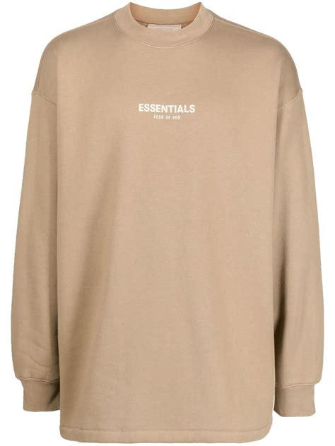 Fear Of God Essentials Crew Neck Logo Print Sweatshirt Farfetch