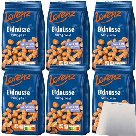 Lorenz Erdnüsse würzig pikant ohne Fett geröstet 6er Pack 6x150g Pac