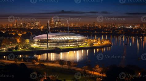 Night view of Melbourne Cricket Ground. Generative AI 32976306 Stock ...