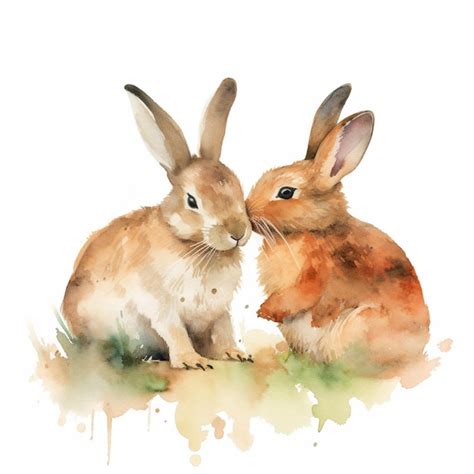 Premium Ai Image There Are Two Rabbits Sitting Next To Each Other On