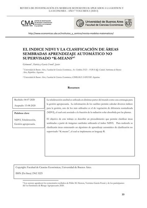 PDF EL INDICE NDVI Y LA CLASIFICACIÓN DE ÁREAS SEMBRADAS DOKUMEN TIPS