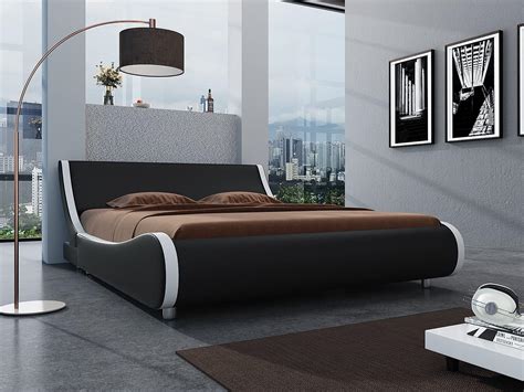 Amazon SHA CERLIN Queen Size Platform Bed Faux Leather Low