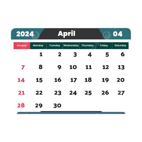 Calendario Mensual Abril Con Transparente Vector Png Dibujos